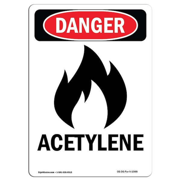 Safety Sign, OSHA Danger, 5" Height, Portrait, D-35-V-1988-10PK